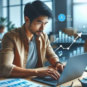 tech worker analyzing follower growth